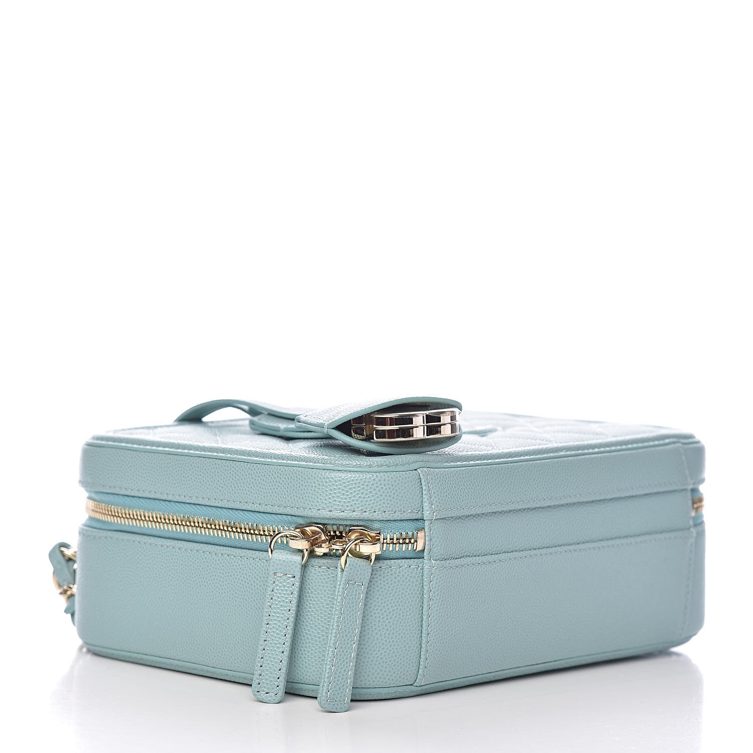 Chanel Caviar Quilted Medium CC Filigree Vanity Case Light Blue 4 of 10