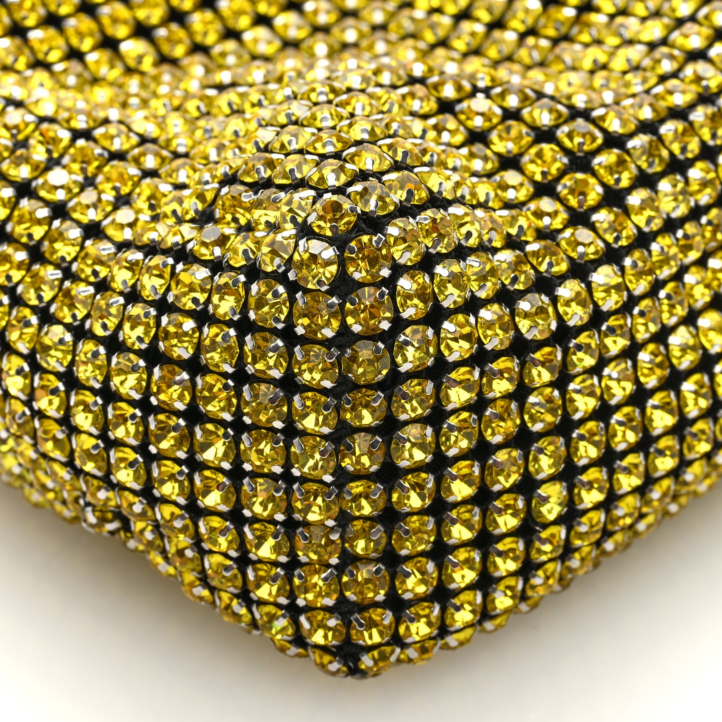 Mesh Crystal Rhinestone Mini Heiress Pouch Lemon