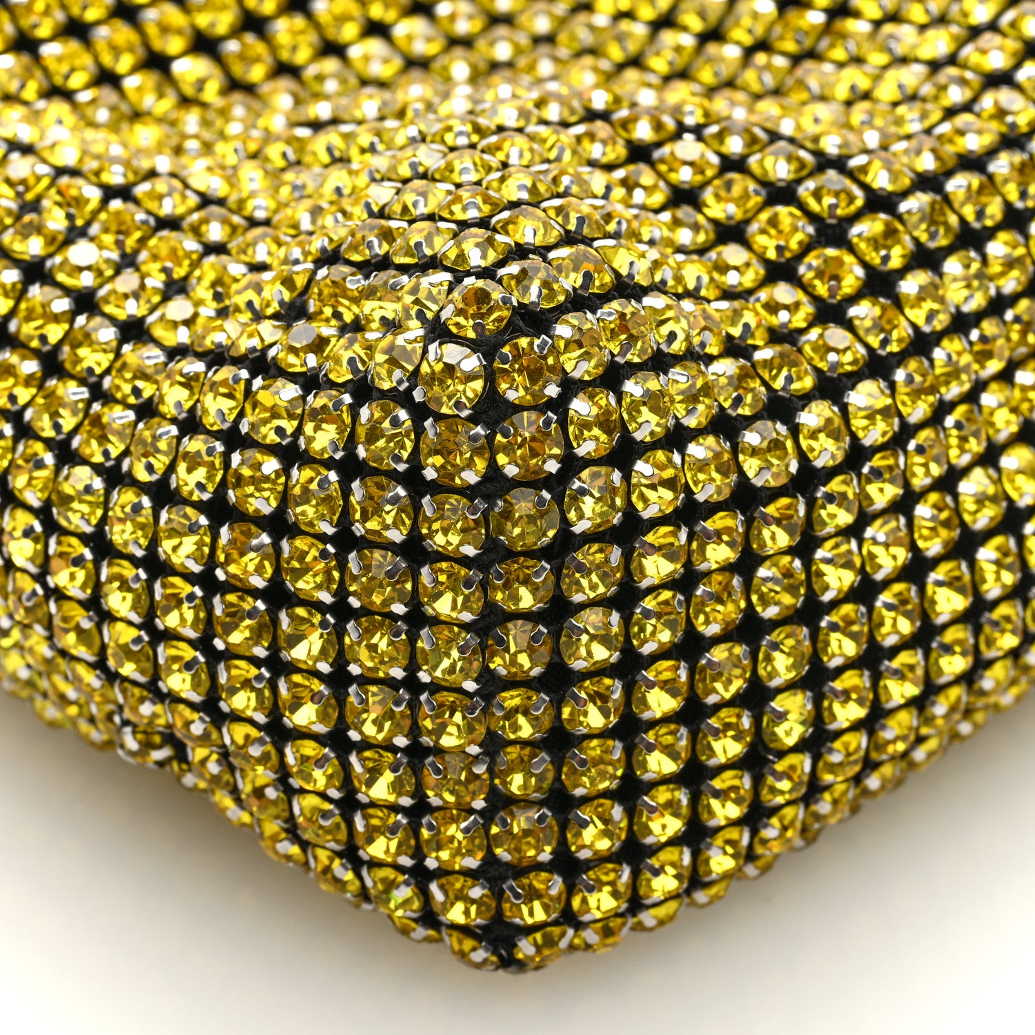 Alexander Wang Mesh Crystal Rhinestone Mini Heiress Pouch Lemon 8 of 9
