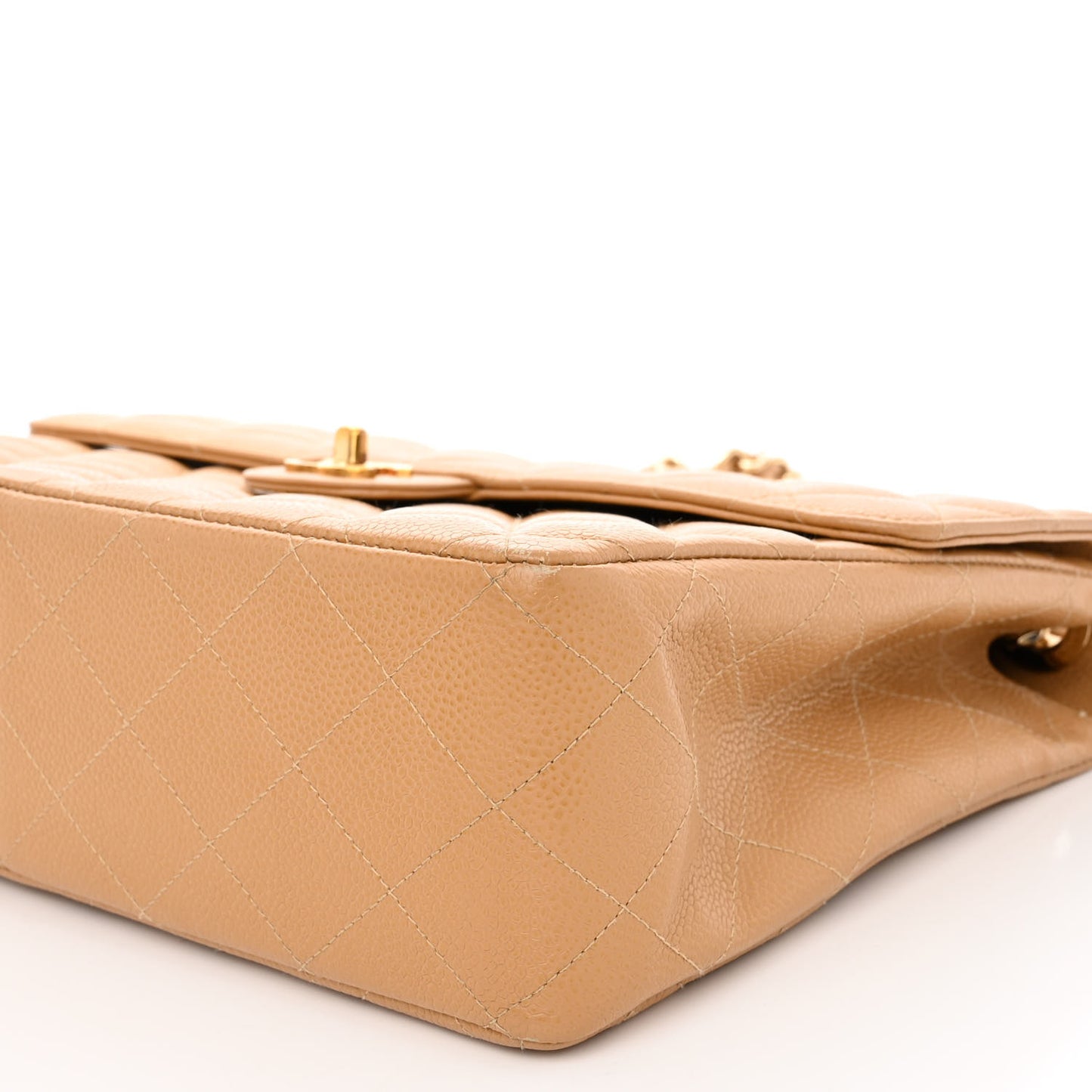 Caviar Quilted XL Jumbo Single Flap Beige