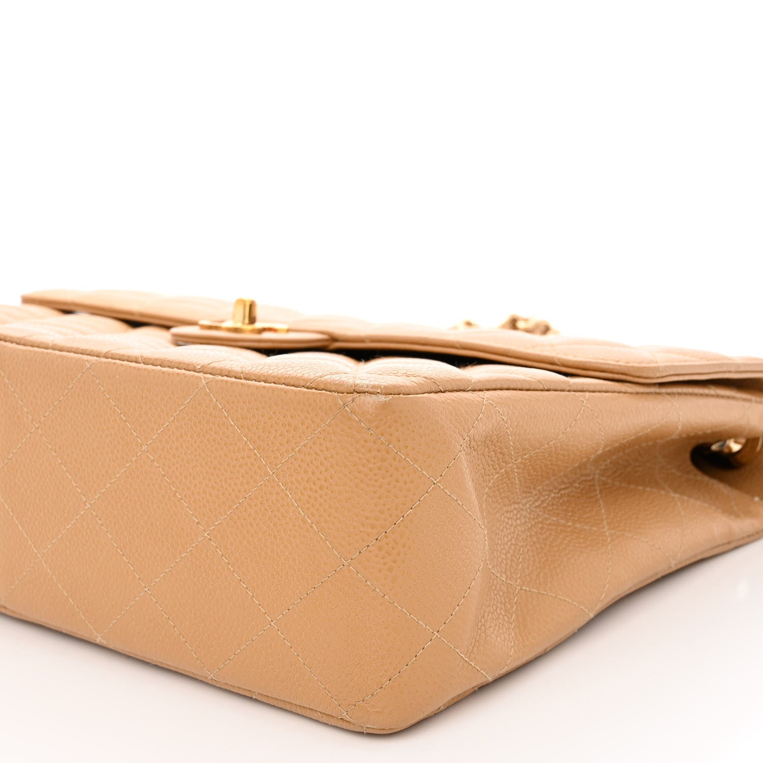 Chanel Caviar Quilted XL Jumbo Single Flap Beige 10 of 10