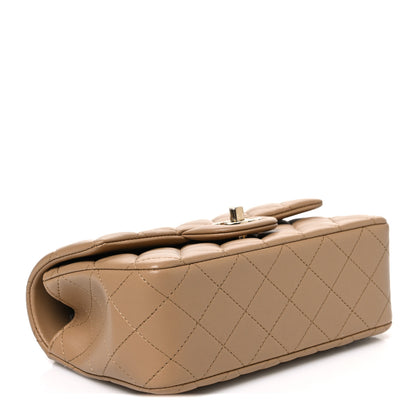 Chanel Lambskin Quilted Mini Top Handle Rectangular Flap Dark Beige 4 of 10