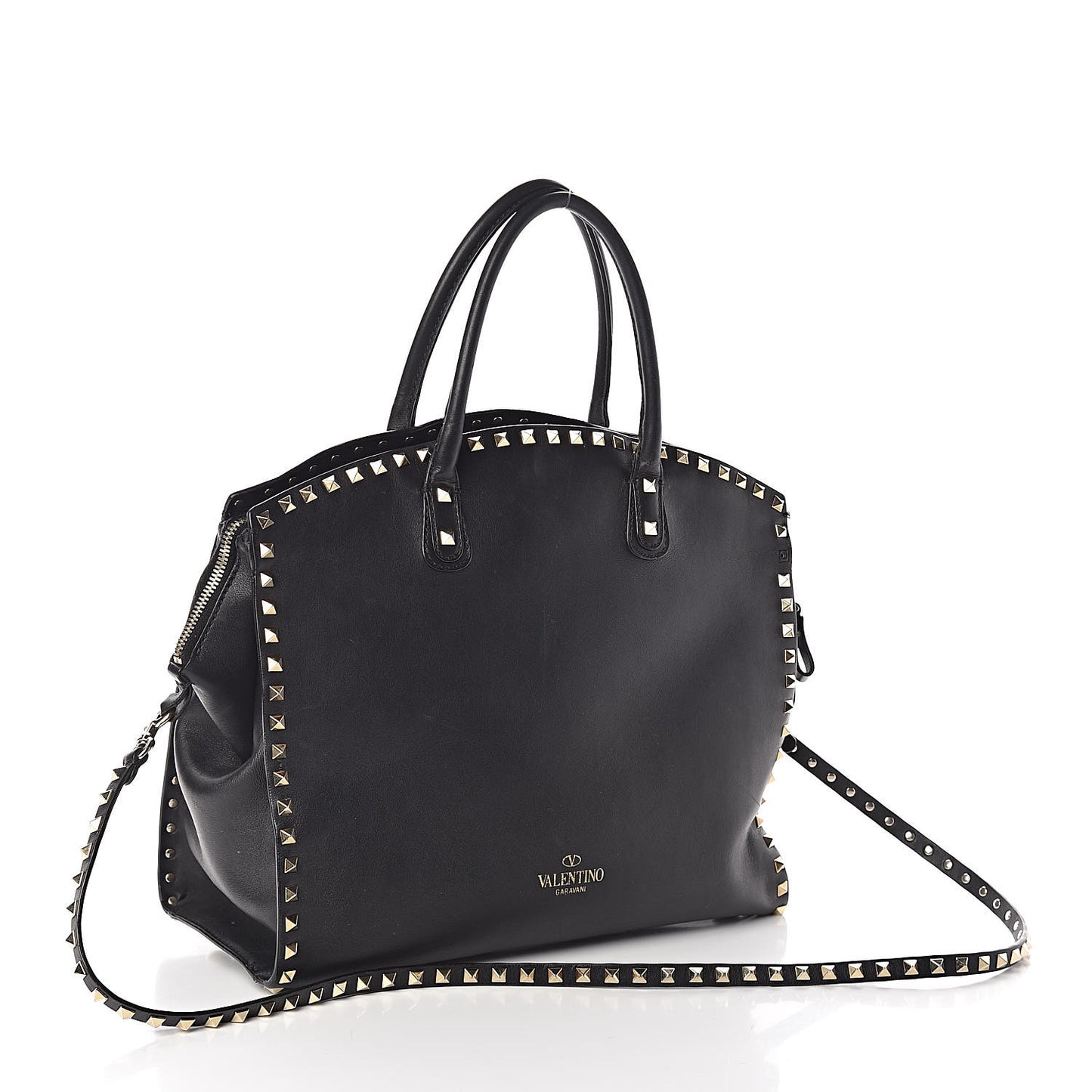 Vitello Rockstud Dome Shopper Black