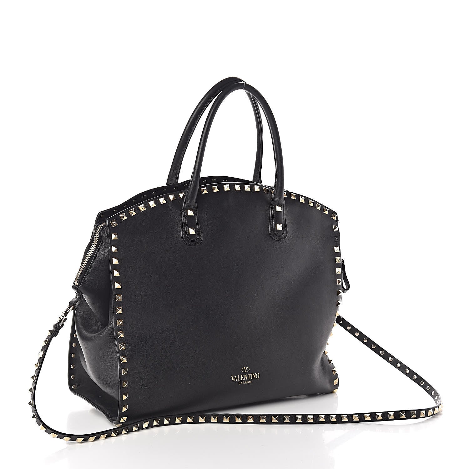 Valentino Garavani Vitello Rockstud Dome Shopper Black 3 of 11