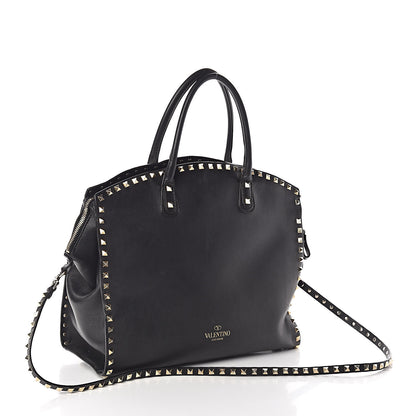 Valentino Garavani Vitello Rockstud Dome Shopper Black 3 of 11