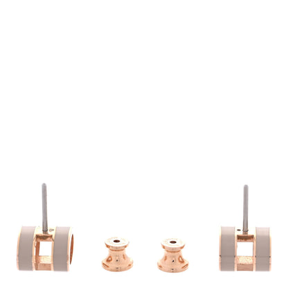 Hermes Rose Gold Lacquered Pop H Earrings Marron Glace 3 of 5