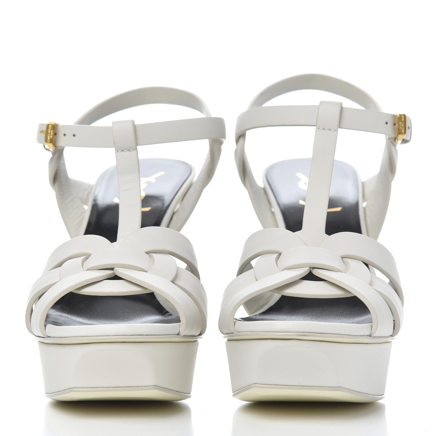 Saint Laurent Calfskin Tribute 75 Platform Sandals 38 White 2 of 10