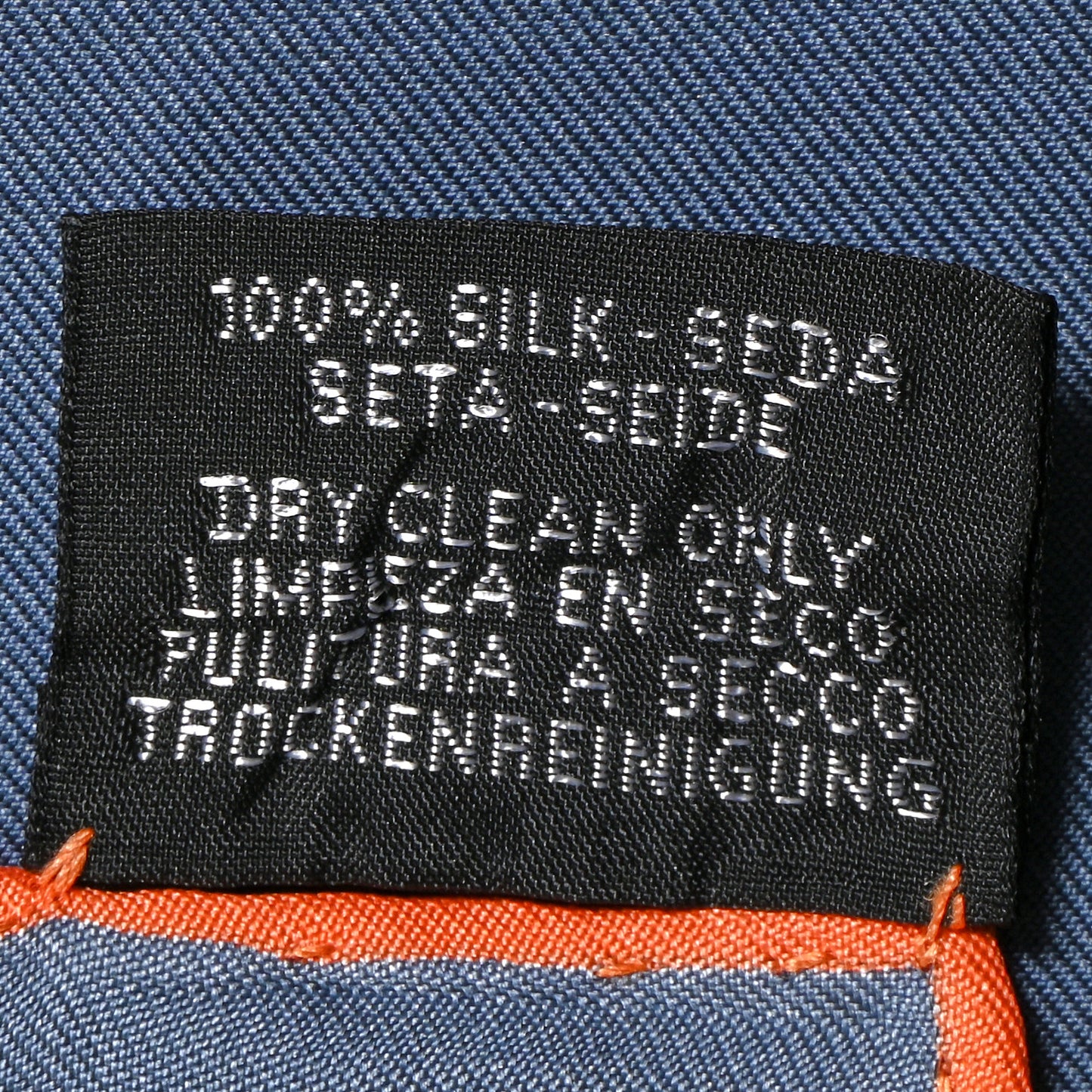 Silk Stately Wheels Scarf 90 Bleu Ardoise White Orange