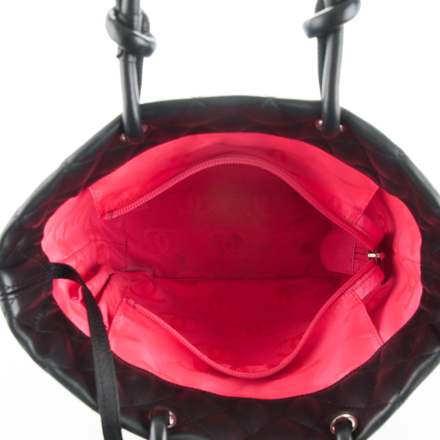 Calfskin Quilted Medium Cambon Tote Black White