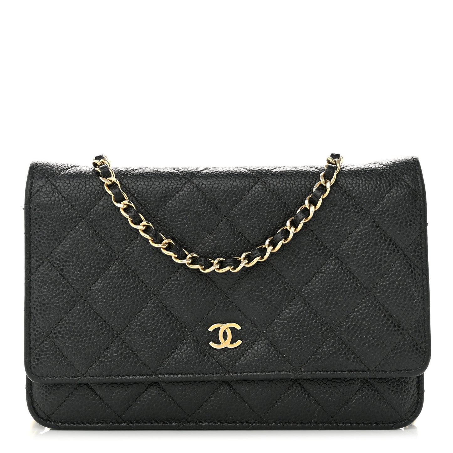 Caviar Quilted Wallet on Chain WOC Black