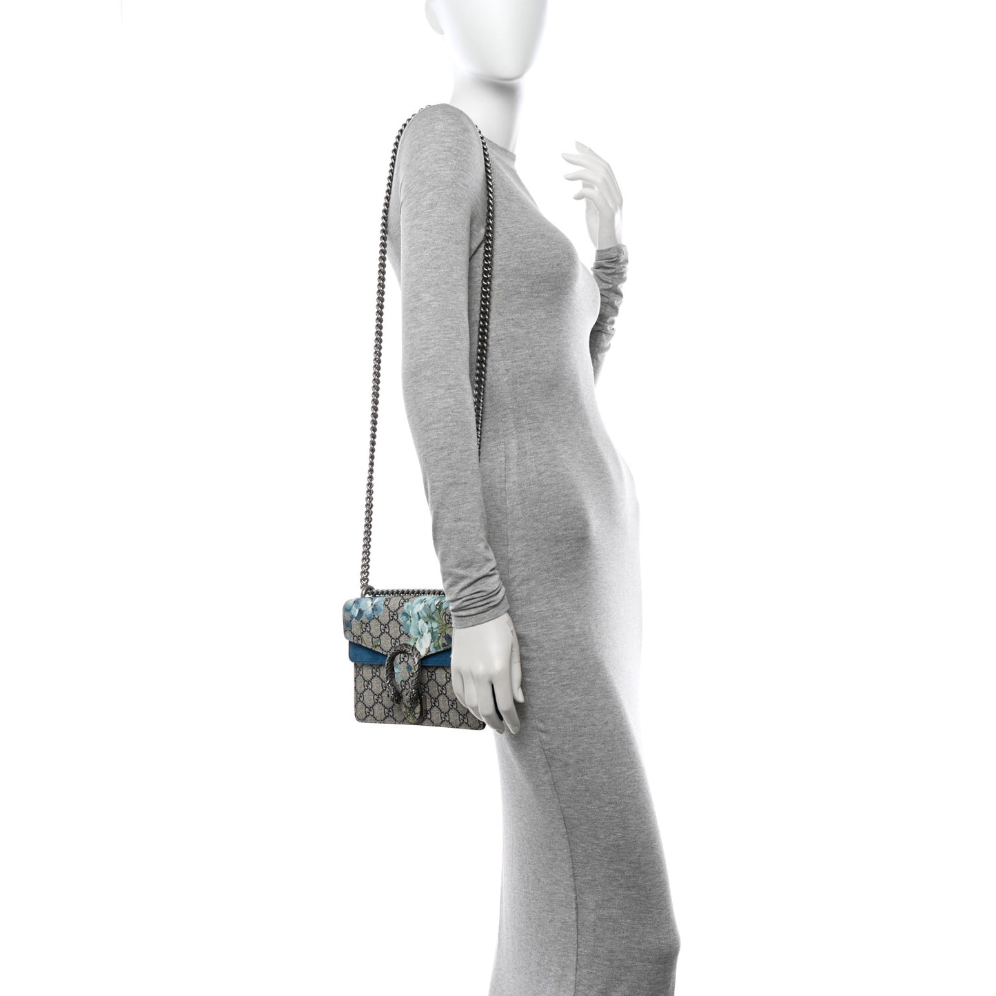 GG Supreme Monogram Blooms Mini Dionysus Shoulder Bag Beige Navy Vintage Blue