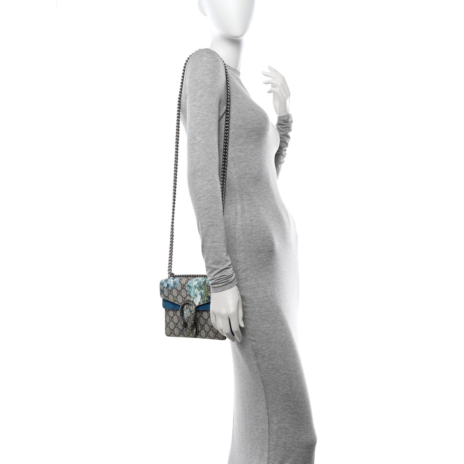 Gucci GG Supreme Monogram Blooms Mini Dionysus Shoulder Bag Beige Navy Vintage Blue 2 of 12
