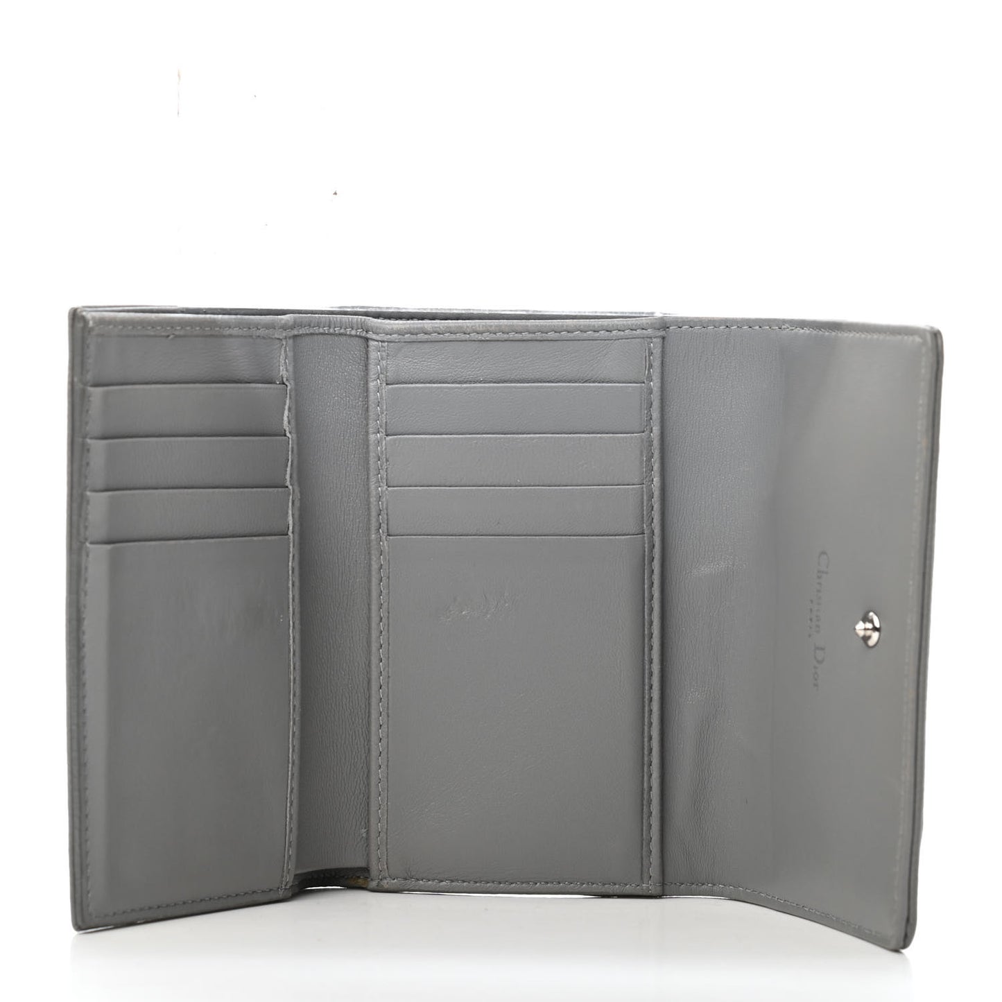 Grained Calfskin Cannage Diorama Elancee Wallet Grey