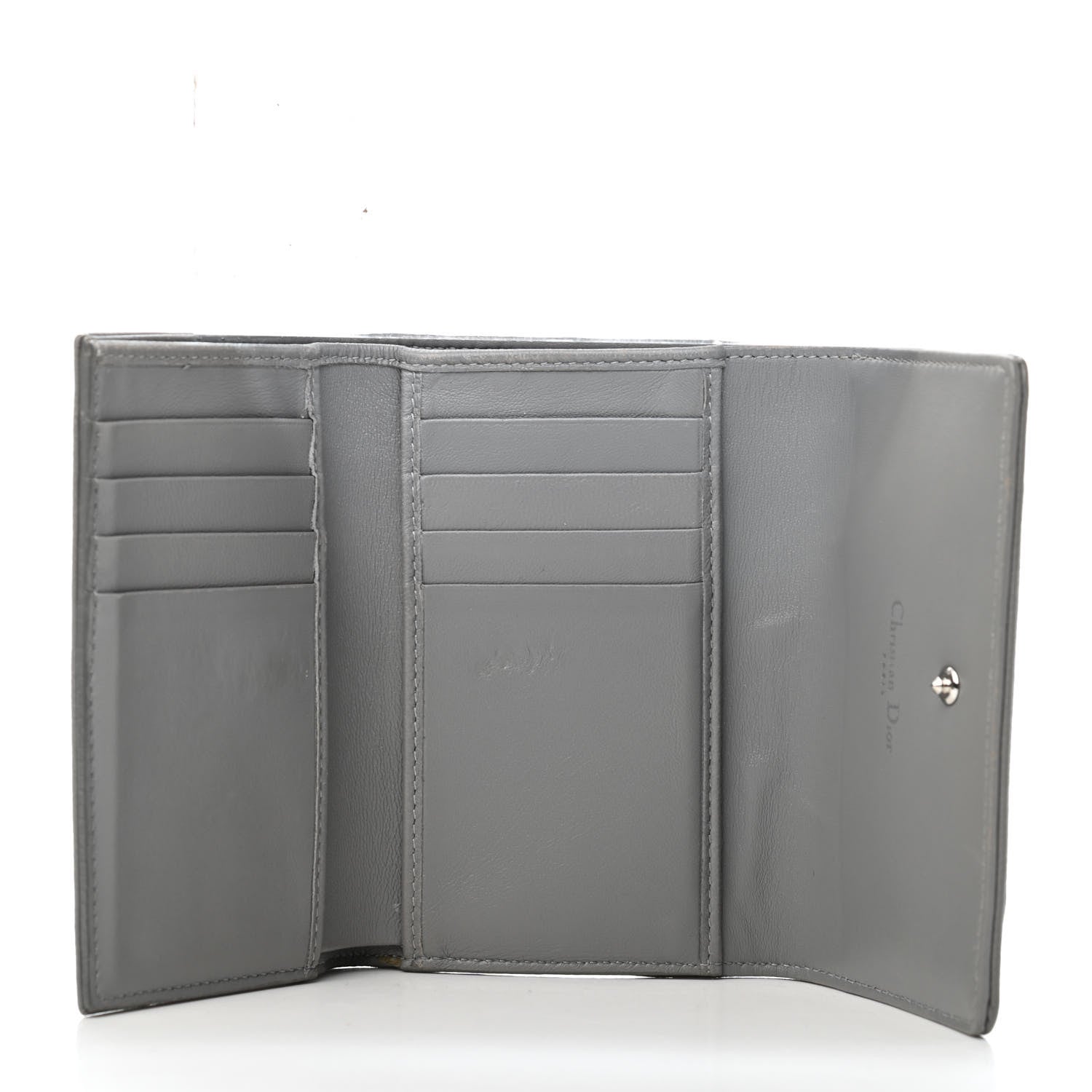 Christian Dior Grained Calfskin Cannage Diorama Elancee Wallet Grey 4 of 4