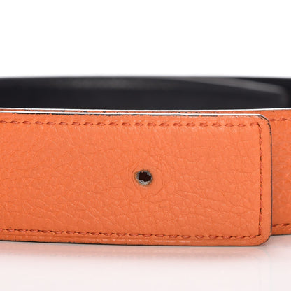 Hermes Box Togo 32mm Belt Strap 85 Black Orange 6 of 10