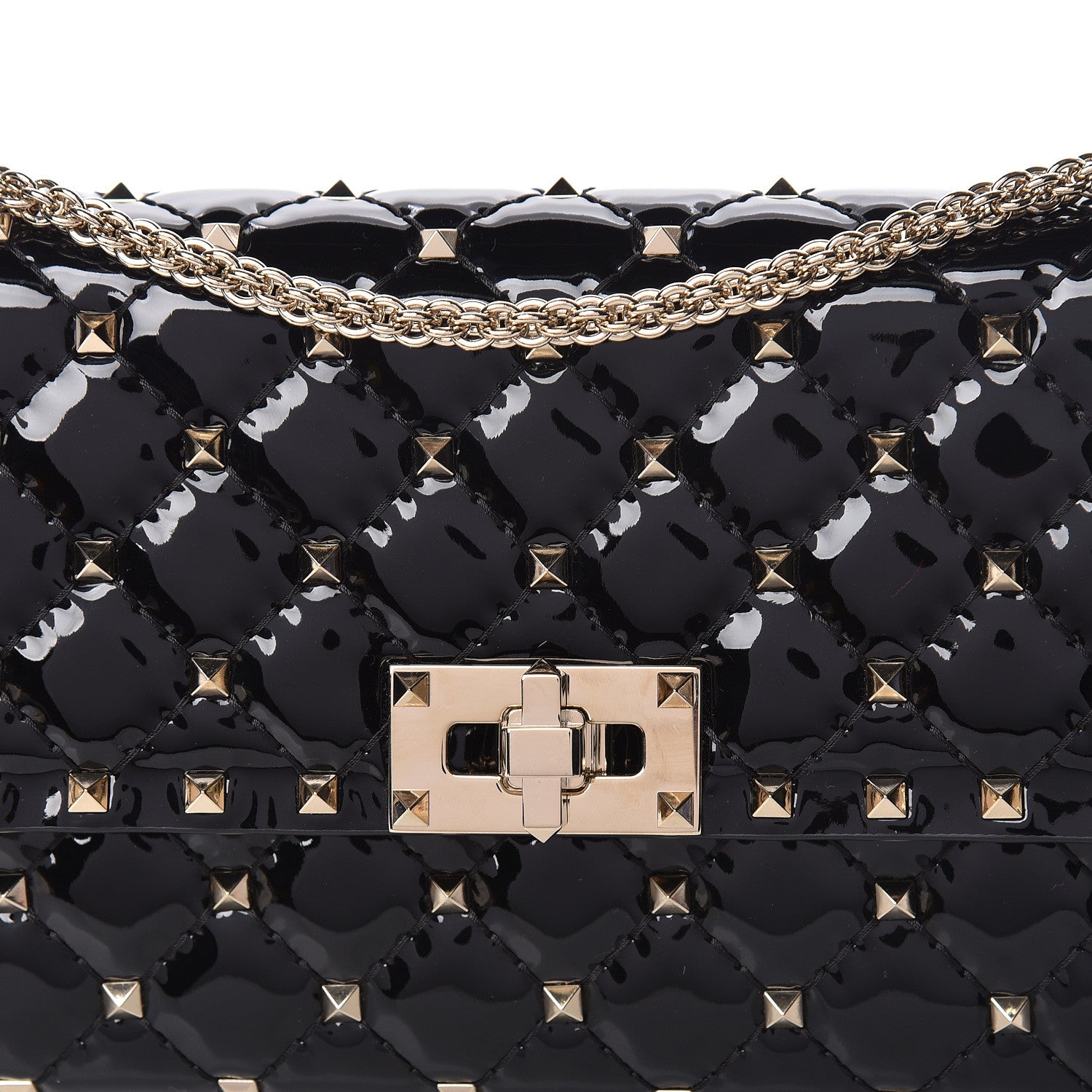 Valentino Garavani Patent Rockstud Spike Wallet on Chain Black 11 of 11