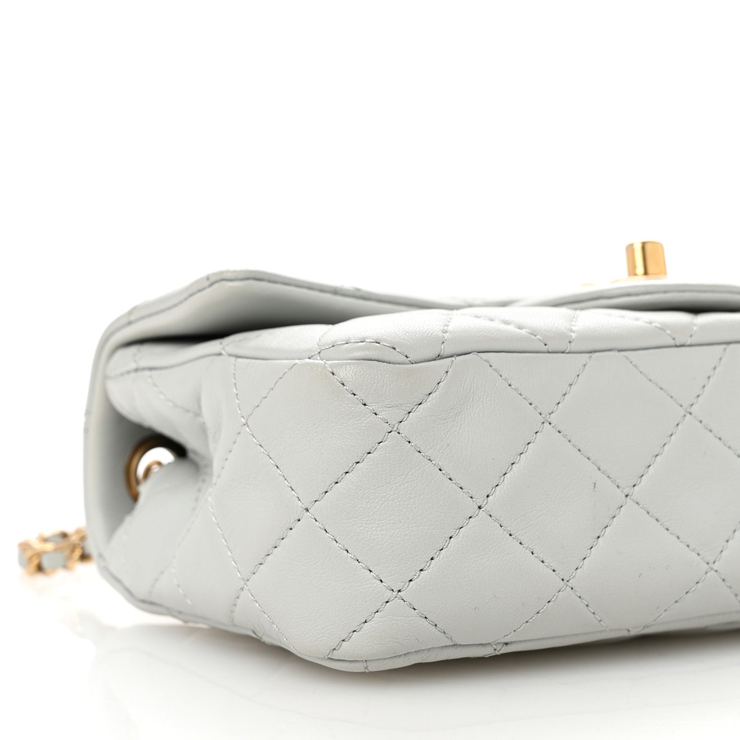 Chanel Lambskin Quilted Mini Rectangular Pearl Crush Flap Grey 9 of 10