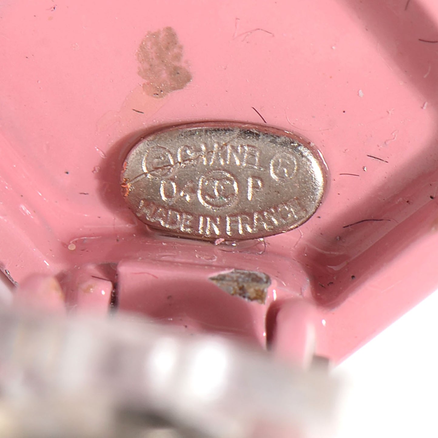 Square CC Clip On Earrings Pink