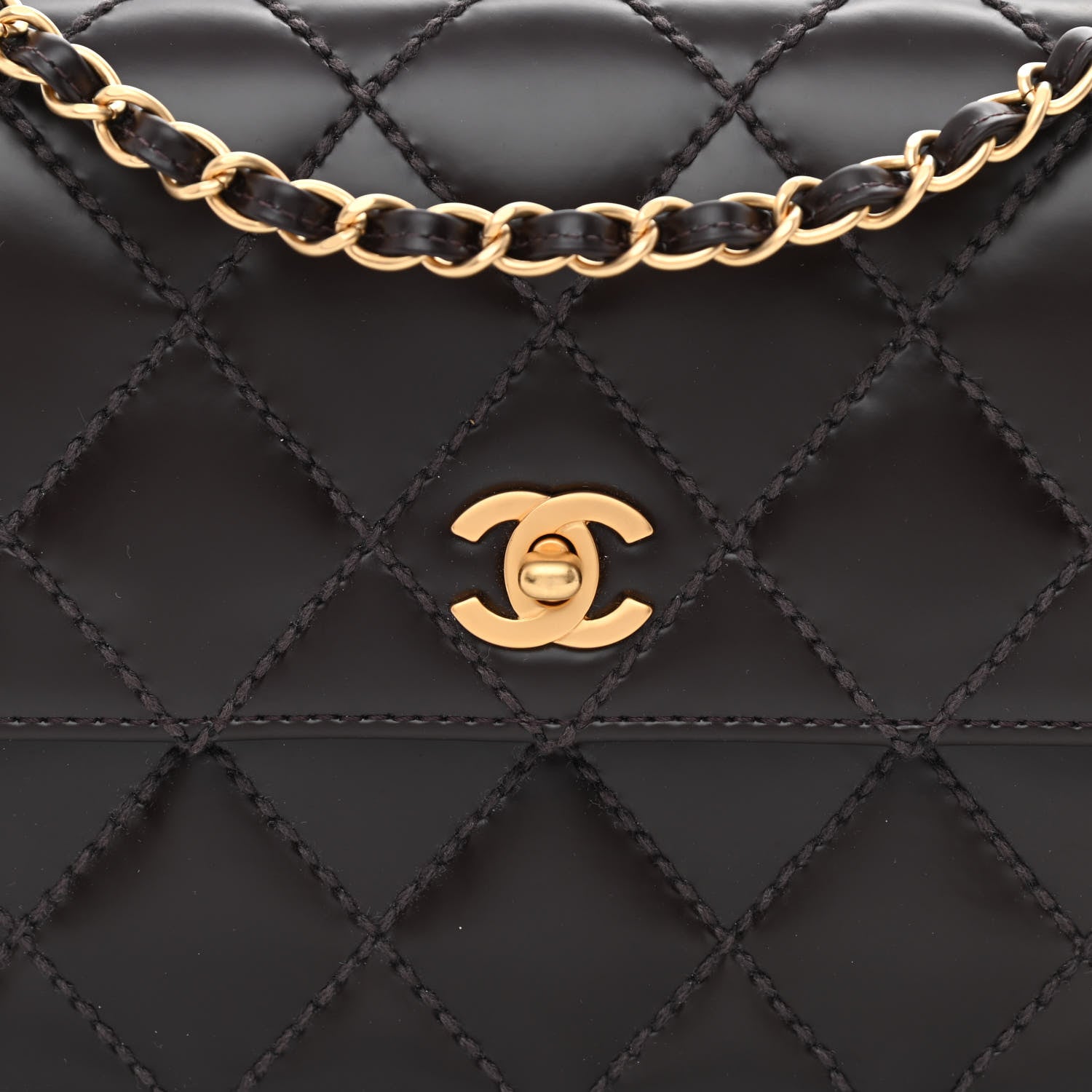 Chanel Glazed Calfskin Stitched Small Flap Brown 8 of 10