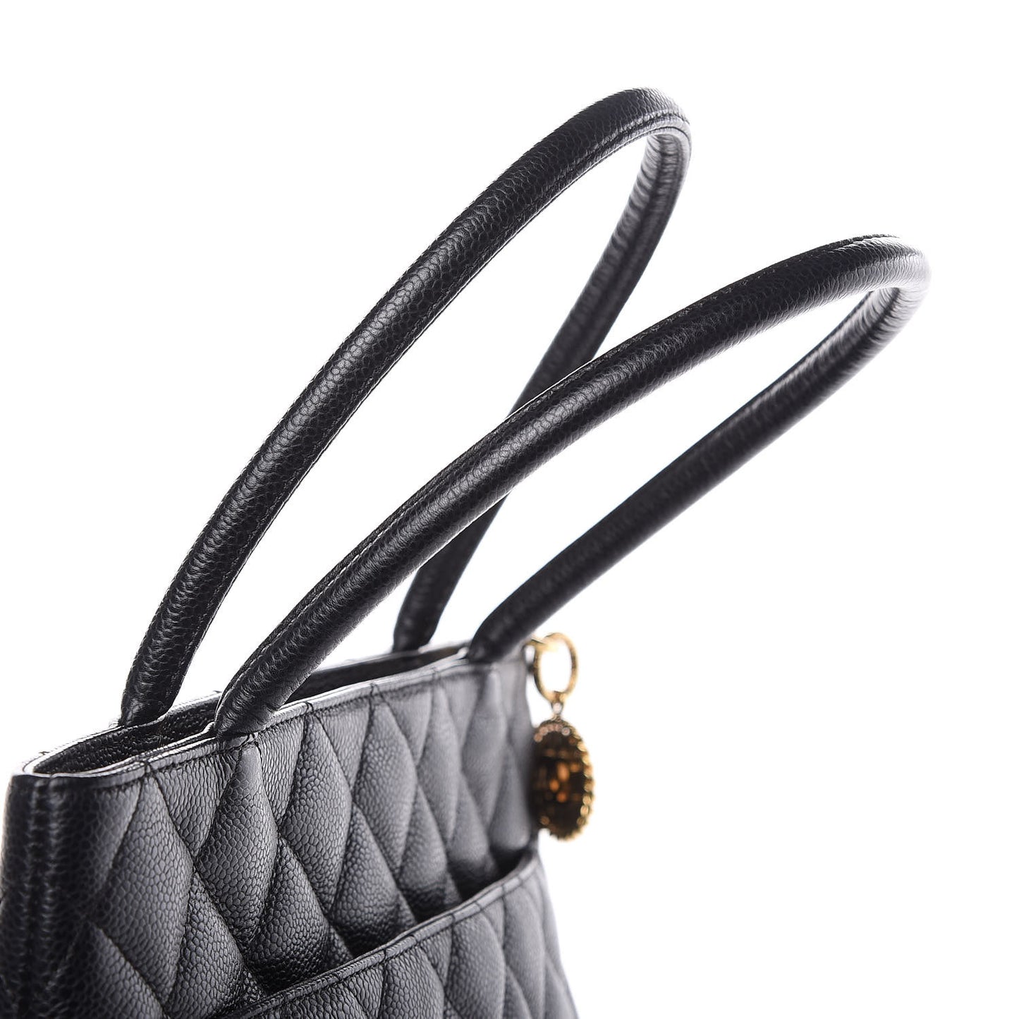 Caviar Quilted Medallion Tote Black