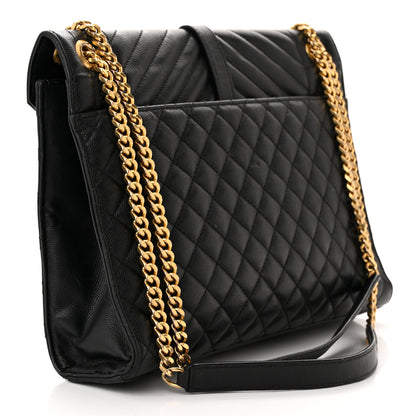 Saint Laurent Grain De Poudre Textured Mixed Matelasse Large Triquilt Monogram Satchel Black 3 of 16