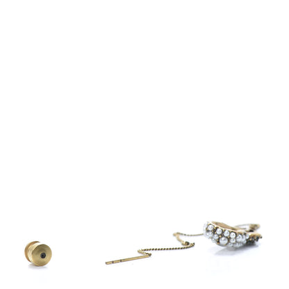 Gucci Pearl Crystal Single Pendant Earring Aged Gold Multicolor 3 of 5
