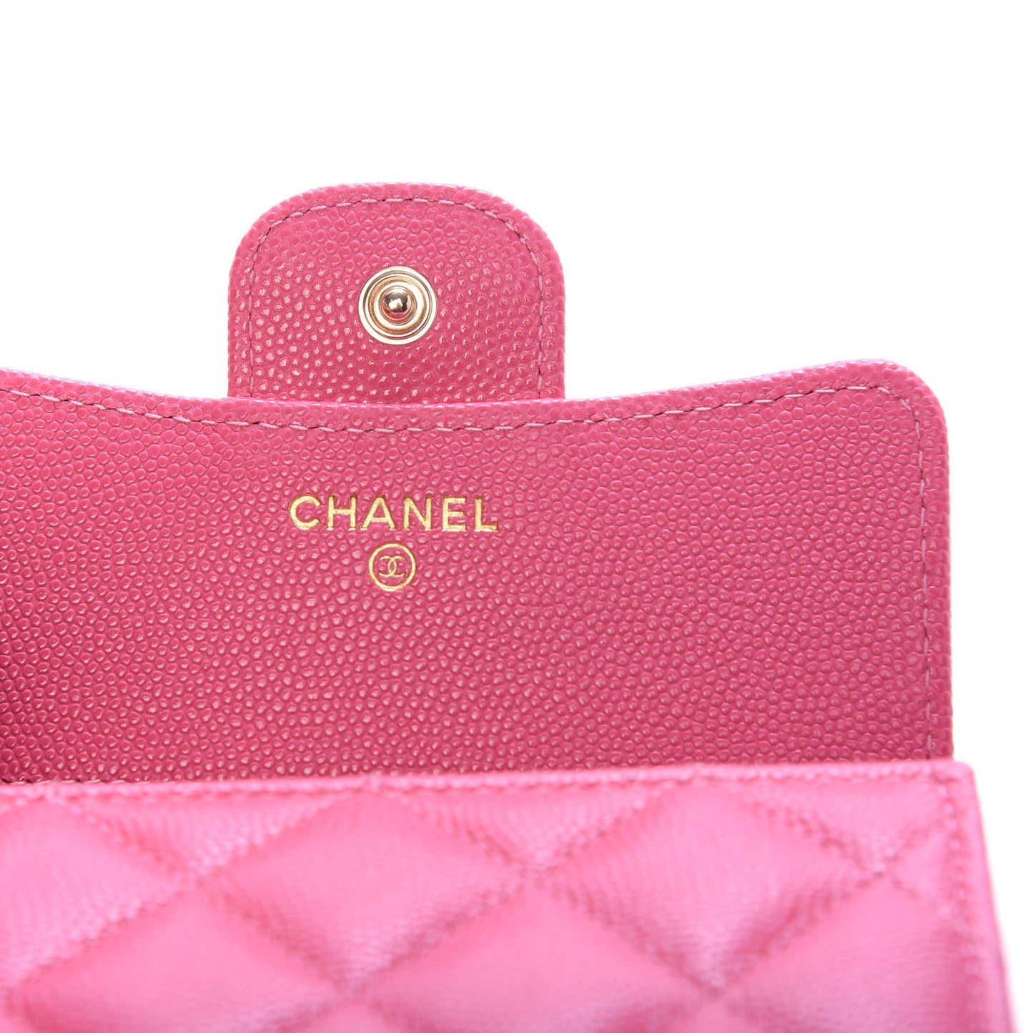 Caviar Quilted Compact Flap Wallet Pink