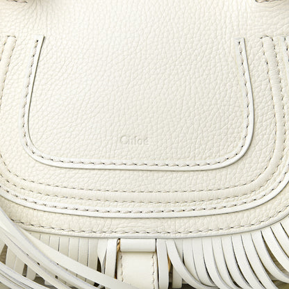 Chloe Shiny Small Grain Calfskin Mini Marcie Multi Fringe Satchel Natural White 10 of 13