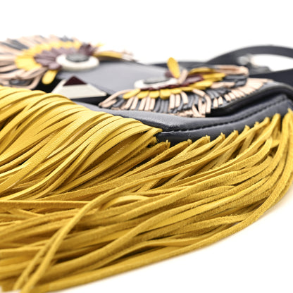 Fendi Nappa Fox Faces Fringe Micro Baguette Black Multicolor 11 of 15