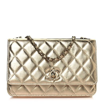 Chanel Metallic Lambskin Quilted Trendy CC Wallet On Chain WOC Gold 1 of 14