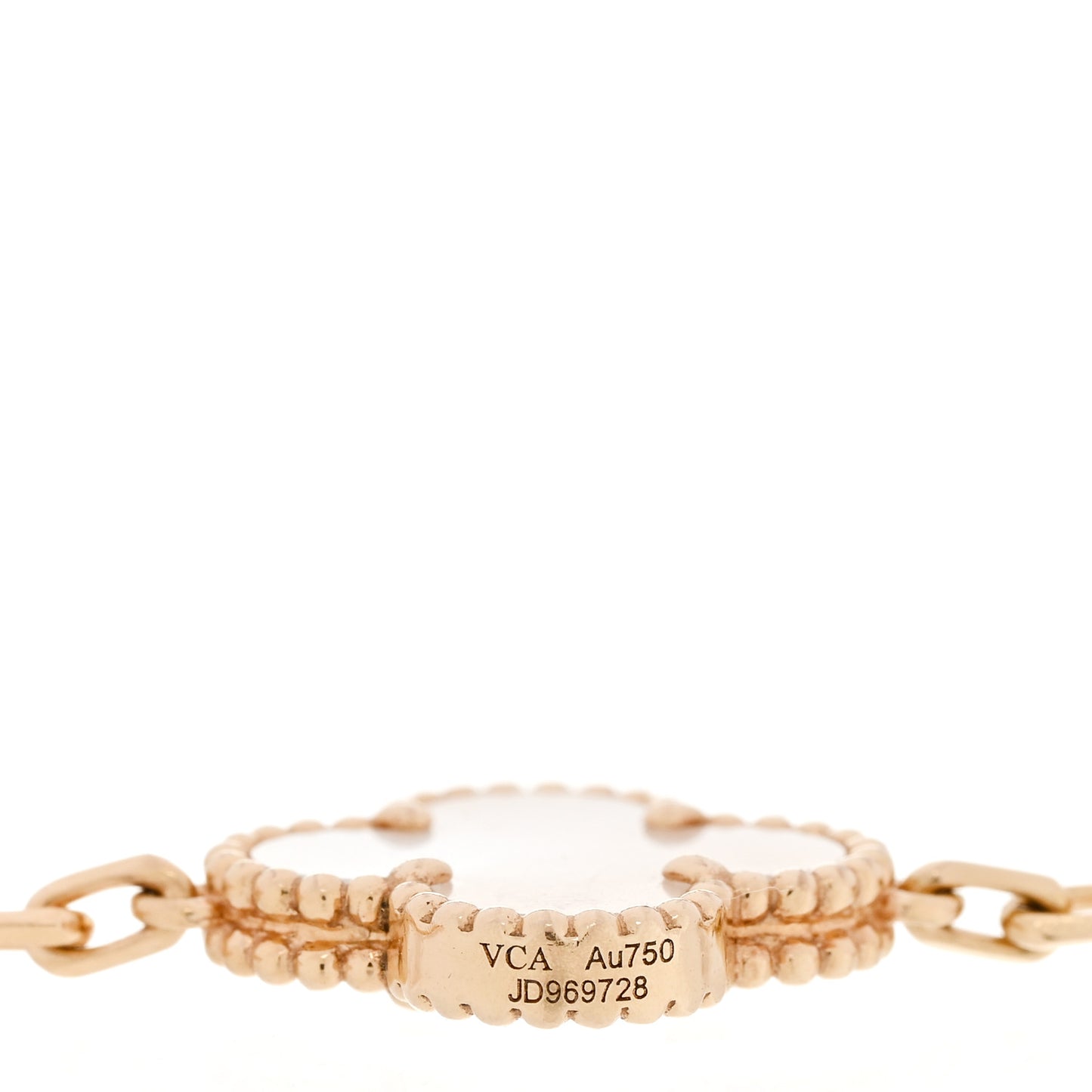 18K Yellow Gold Mother of Pearl 5 Motifs Vintage Alhambra Bracelet