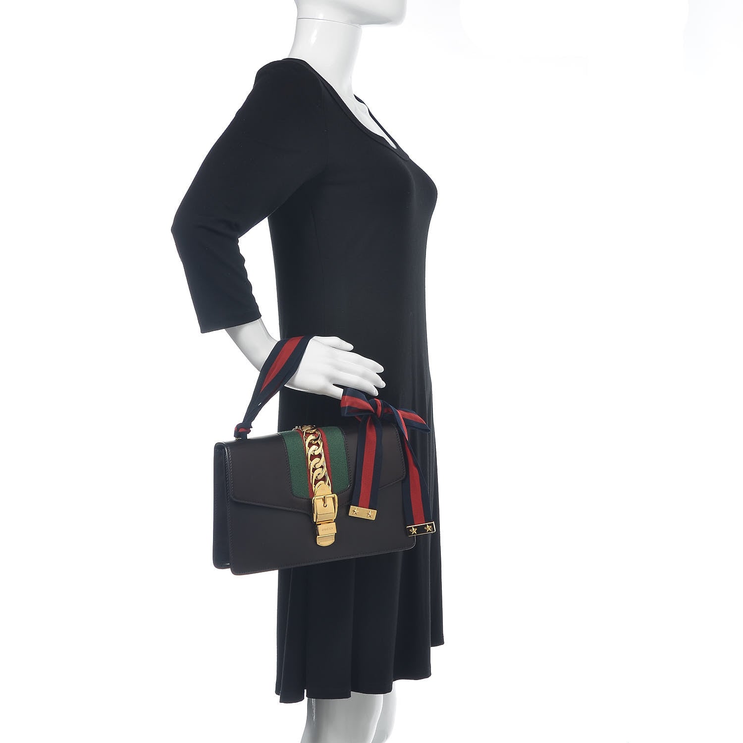 Gucci Calfskin Small Sylvie Shoulder Bag Black 2 of 10