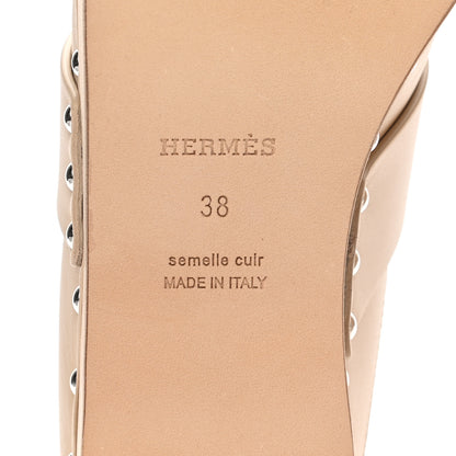 Hermes Calfskin Calya Mules 38 Hetre 6 of 9