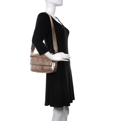 Fendi Vitello Laminato FF 1974 Embossed Baguette Rame 2 of 9