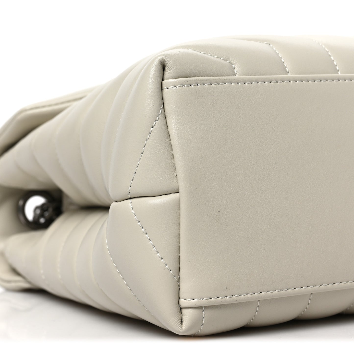 Calfskin Y Quilted Monogram Medium Loulou Chain Satchel Blanc Vintage