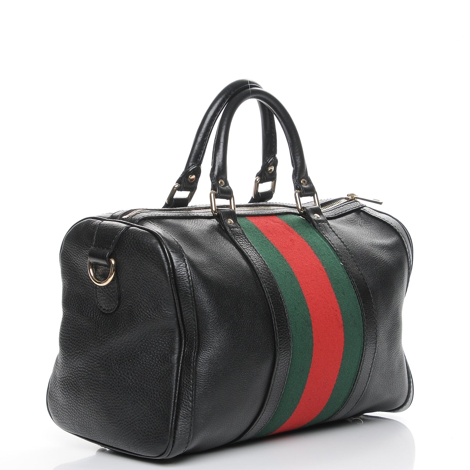 Gucci Calfskin Vintage Web Medium Boston Black 3 of 11