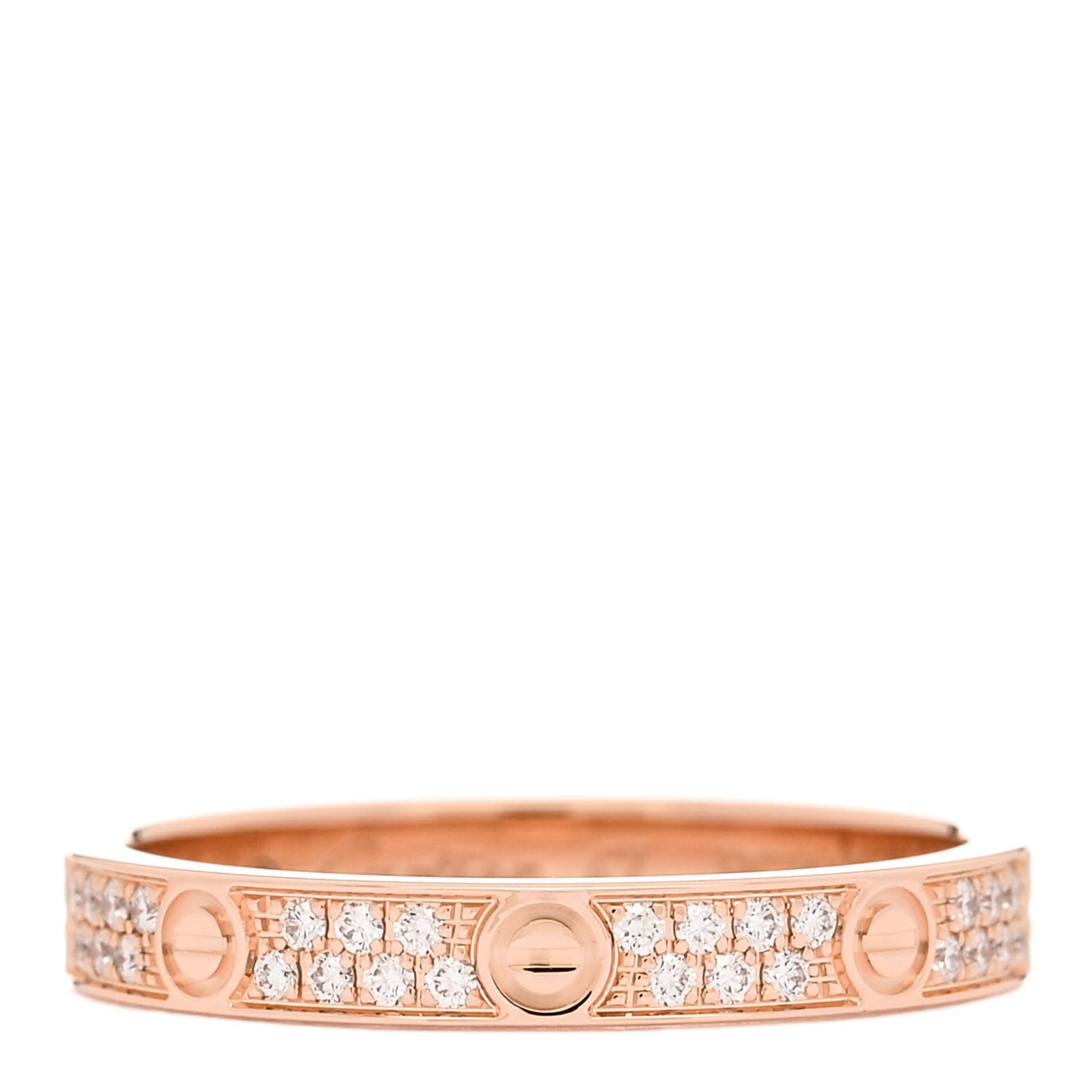 18K Pink Gold Diamond 2.6mm LOVE Paved Band Ring 47 4