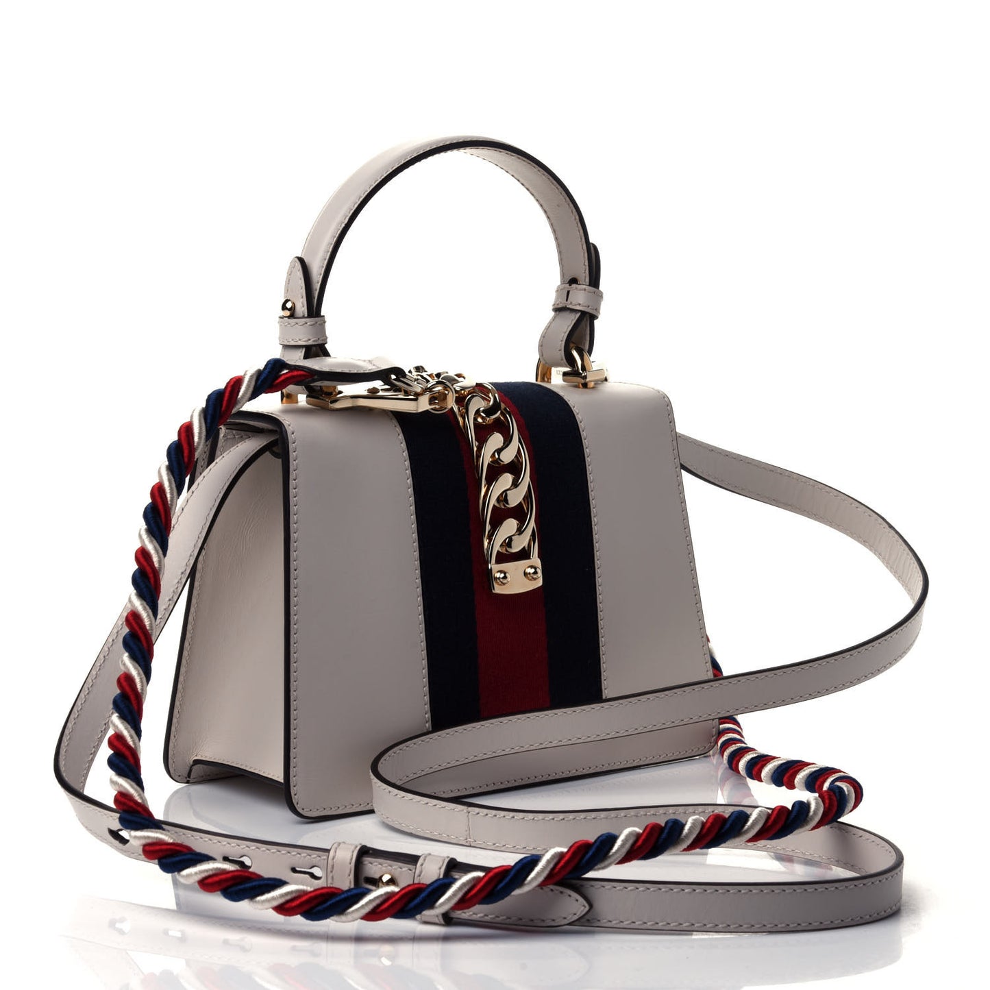 Calfskin Mini Sylvie Top Handle Bag White