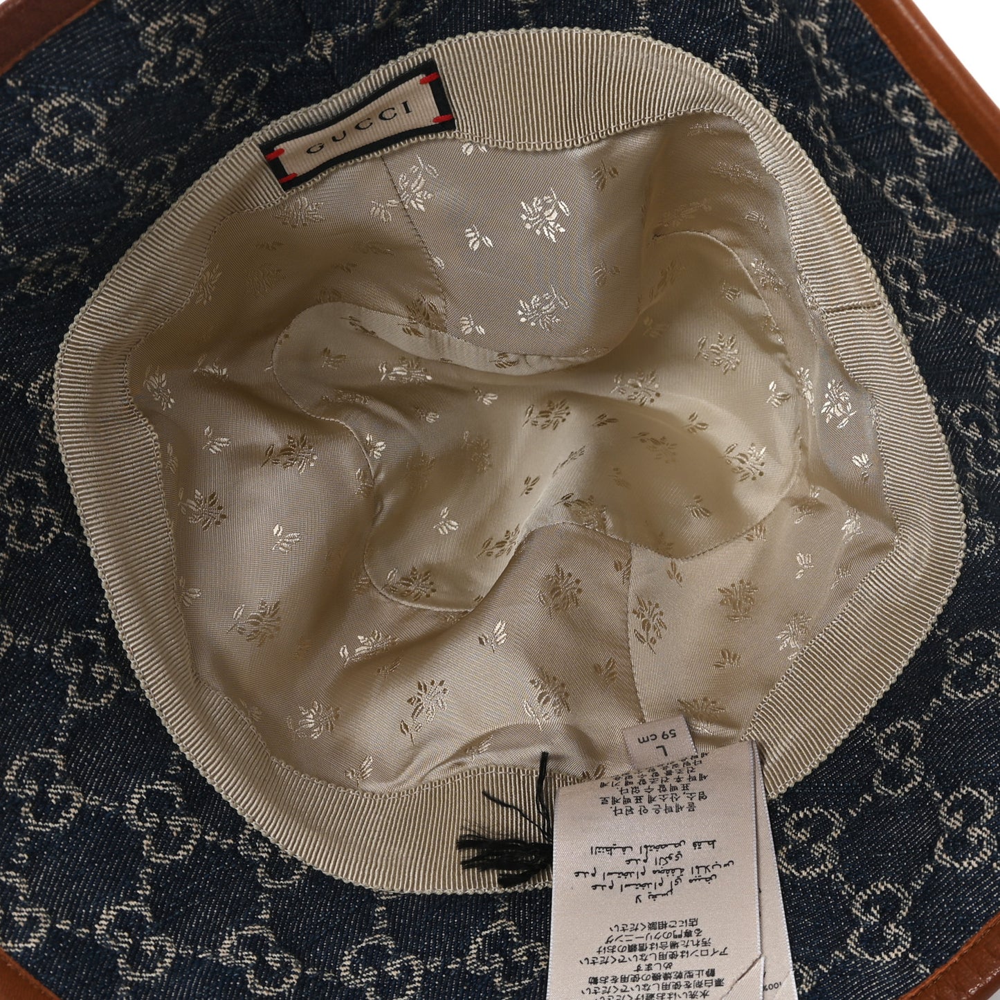 Washed Jacquard Denim Nappa GG Monogram Oscar Bucket Hat L Denim Cuir