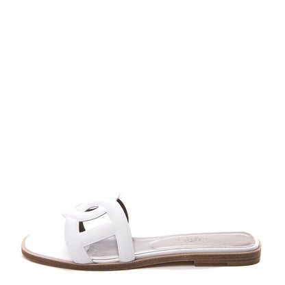 Hermes Calfskin Omaha Sandals 37.5 White 1 of 10
