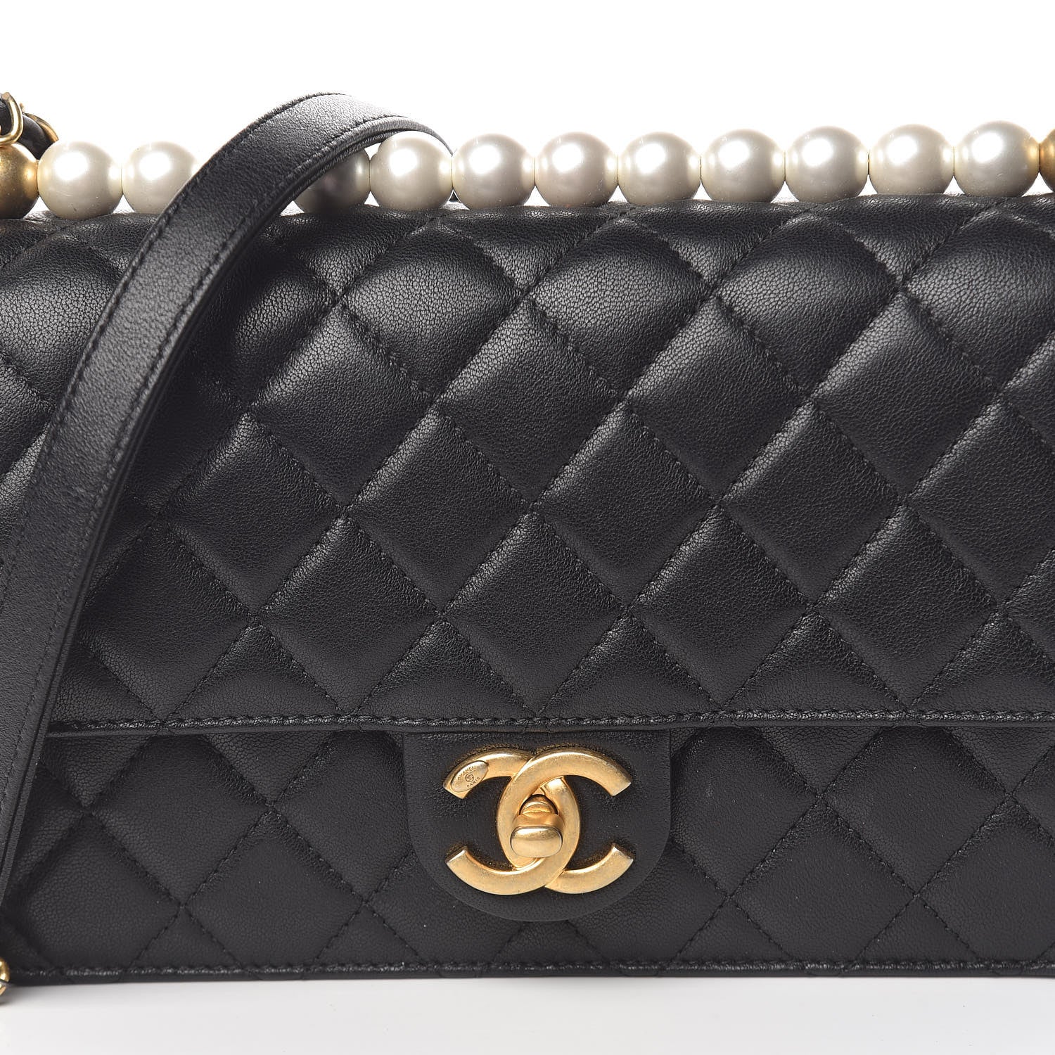 Chanel Lambskin Quilted Small Chic Pearls Flap Black 8 of 11