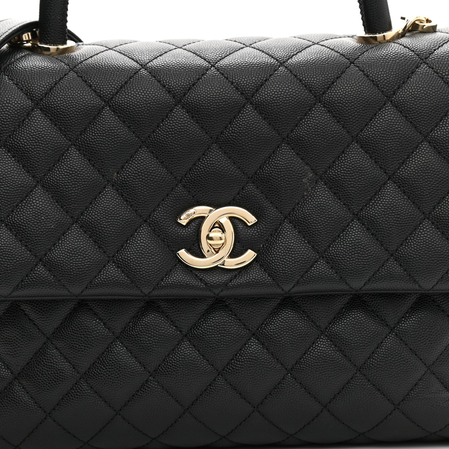 Caviar Quilted Medium Coco Handle Flap Black