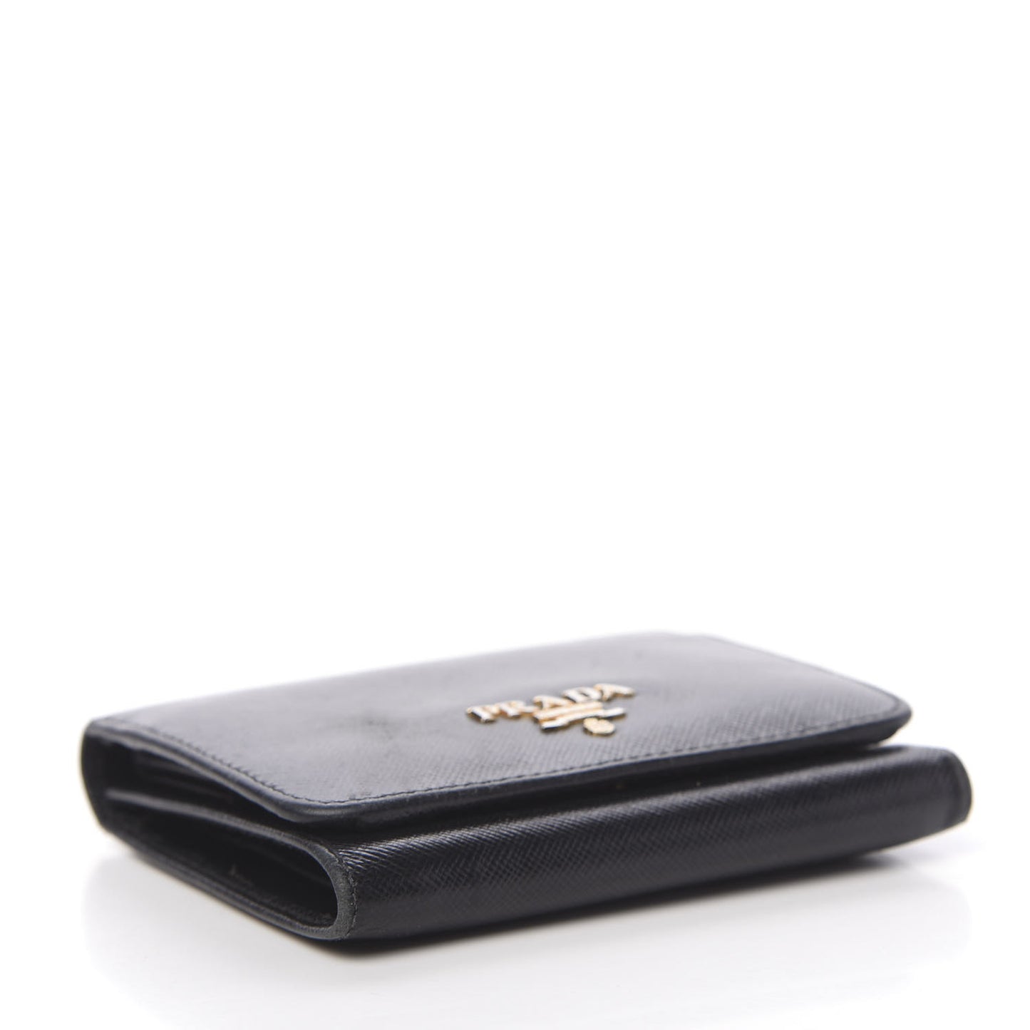Saffiano Metal Tri-Fold Wallet Black
