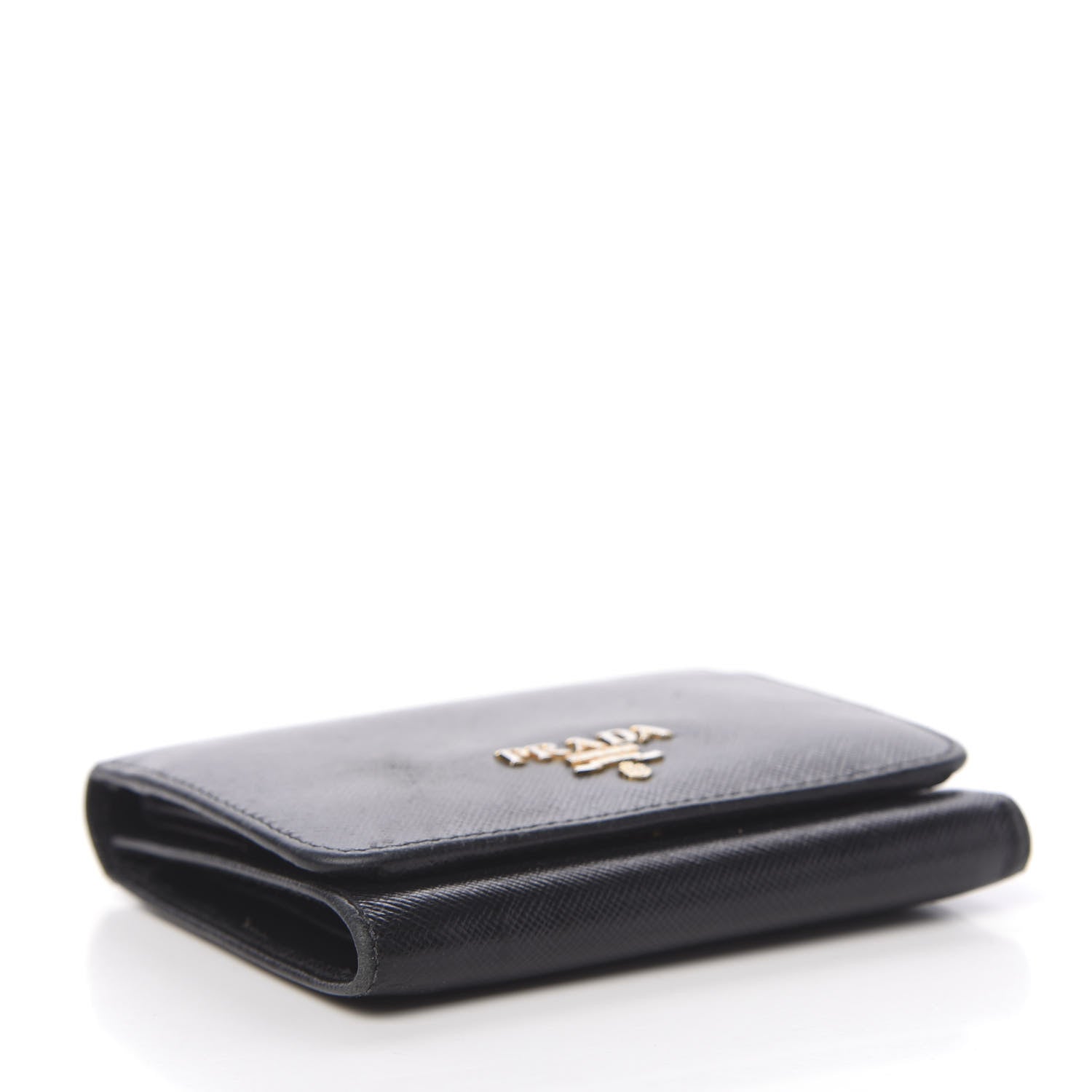 Prada Saffiano Metal Tri-Fold Wallet Black 3 of 6