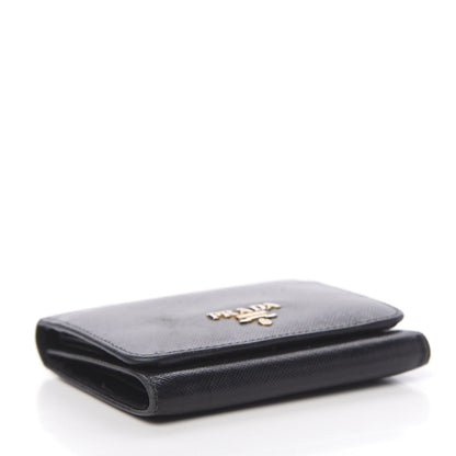 Prada Saffiano Metal Tri-Fold Wallet Black 3 of 6