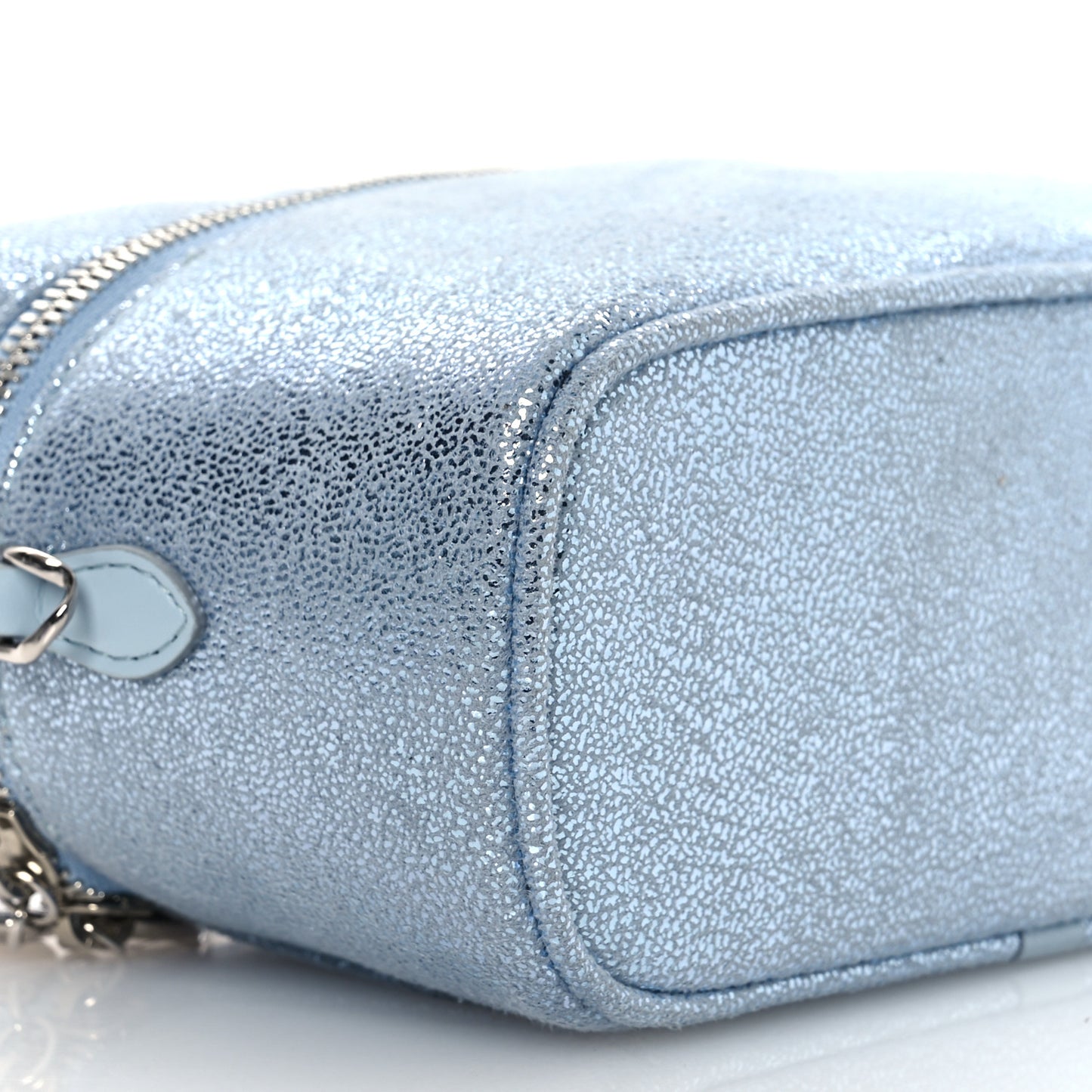 Metallic Shaggy Deer Falabella Cosmetic Case Blue