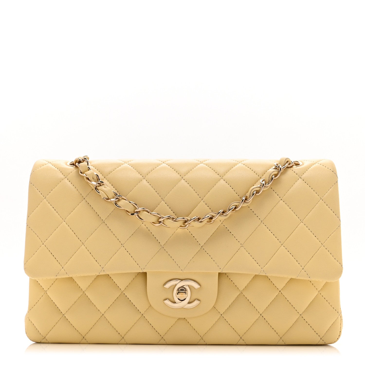 Chanel Lambskin Quilted Medium Double Flap Yellow 1 of 11