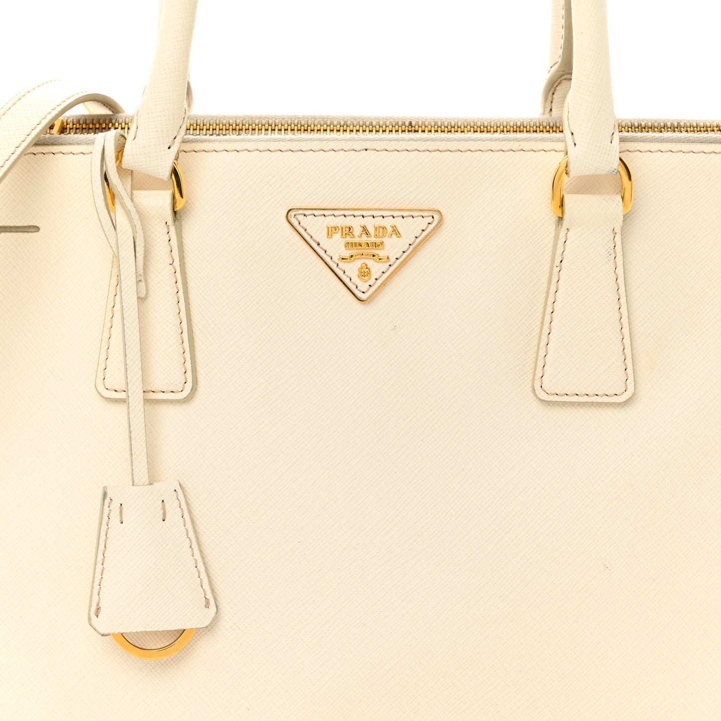 Saffiano Medium Galleria Double Zip Tote Talco