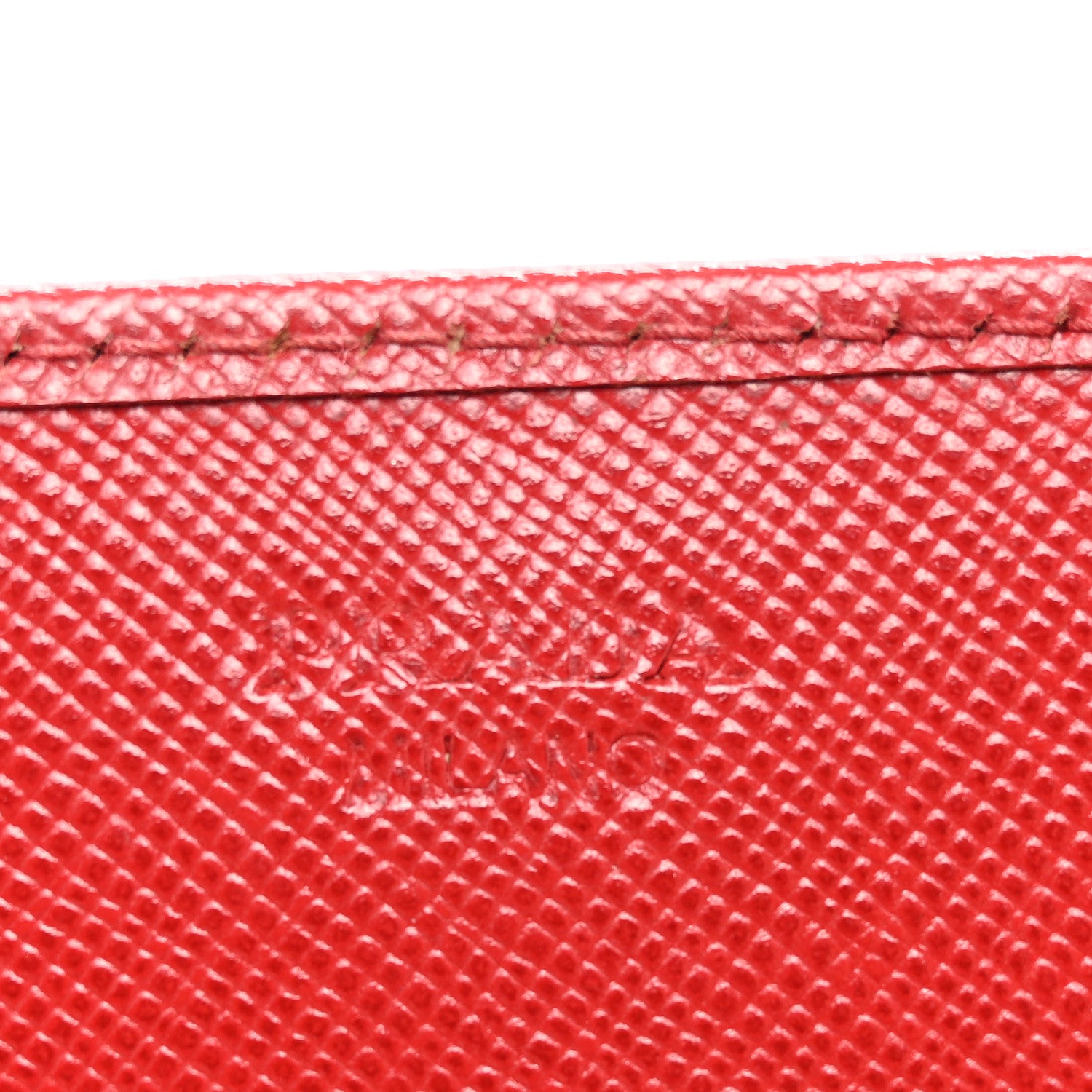 Prada Saffiano Metal Oro Chain Wallet Fuoco 6 of 11