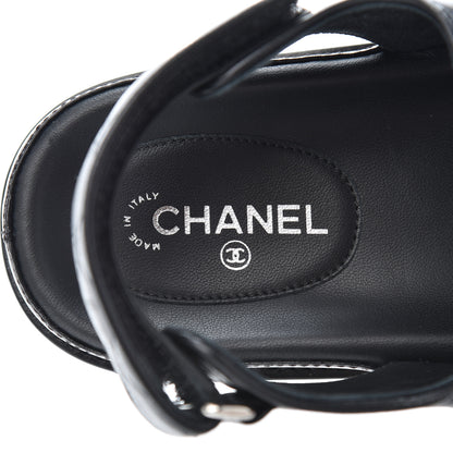 Chanel Lambskin Velcro Dad Sandals 37 Black 7 of 11